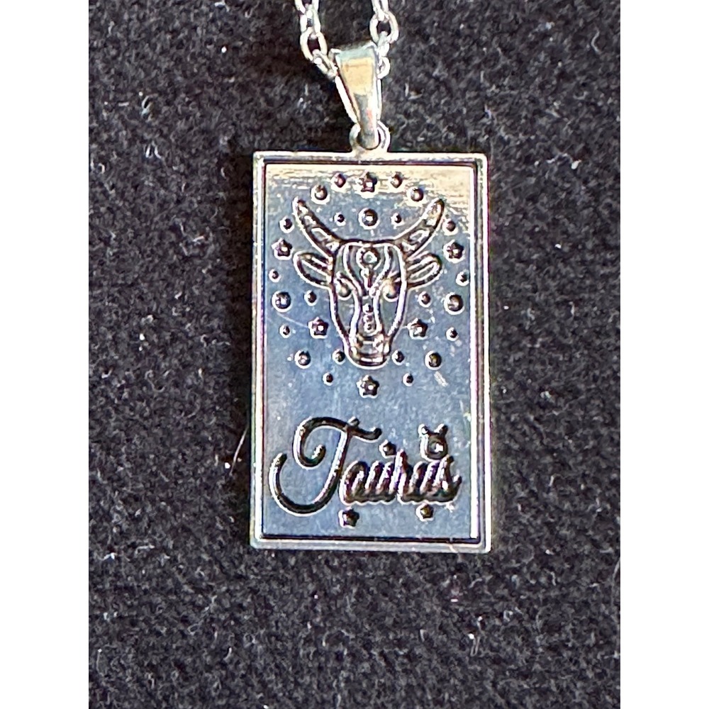 Taurus‎ Silver Toned Pendant Necklace Adjustable